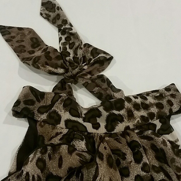 B Wear Women's Size Medium Blouse Shirt Animal Print Halter Top with Ties - Picture 3 of 8